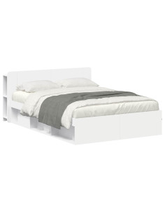 Telaio del letto con storage con testiera Bianco 140 x 200 cm