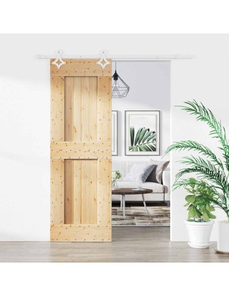 Porta scorrevole Naturale e Bianco 70 x 210 cm