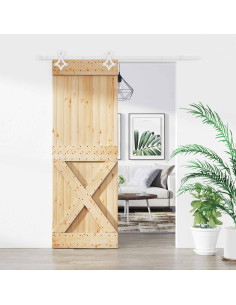 Porta scorrevole Naturale e Bianco 80 x 210 cm