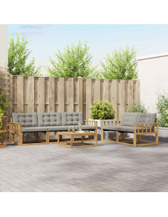 Set di divani da esterno 6 pcs Bianco e Grigio Chiaro