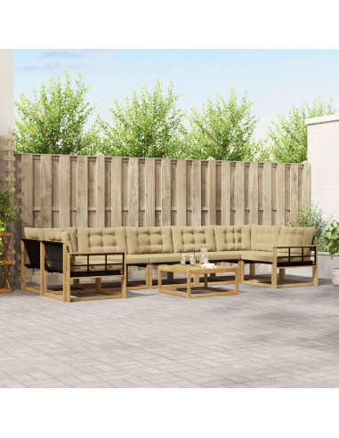 Set di divani da esterno 8 pcs Bianco e Beige 79 x 79 x 37 cm