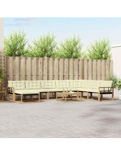 Set di divani da esterno 9 pcs Bianco e Crema 79 x 79 x 37 cm