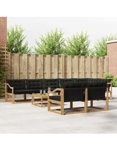 Set di divani da esterno 9 pcs Bianco e Nero 79 x 79 x 37 cm