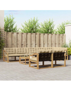 Set di divani da esterno 9 pcs Bianco e Beige 79 x 79 x 37 cm