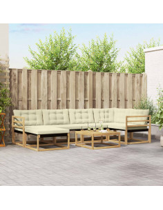 Set di divani da esterno 7 pcs Bianco e Crema 79 x 79 x 37 cm