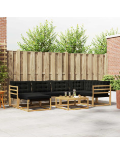 Set di divani da esterno 7 pcs Bianco e Nero 79 x 79 x 37 cm