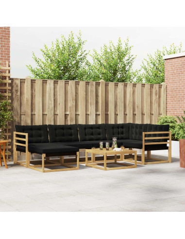 Set di divani da esterno 7 pcs Bianco e Nero 79 x 79 x 37 cm