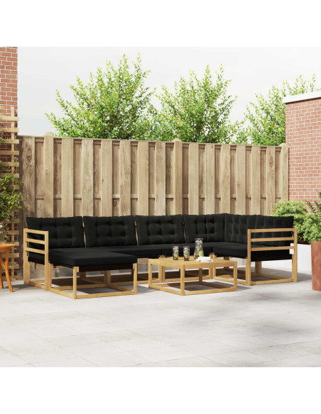 Set di divani da esterno 7 pcs Bianco e Nero 79 x 79 x 37 cm