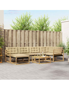 Set di divani da esterno 7 pcs Bianco e Beige 79 x 79 x 37 cm