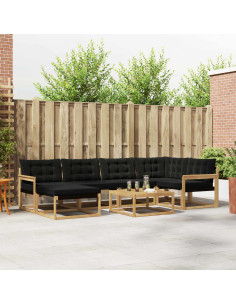 Set di divani da esterno 7 pcs Bianco e Nero 79 x 79 x 37 cm
