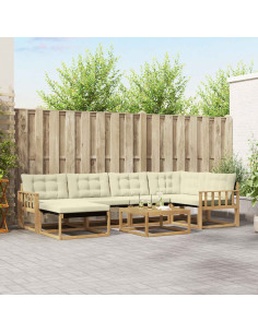 Set di divani da esterno 7 pcs Bianco e Crema 79 x 79 x 37 cm