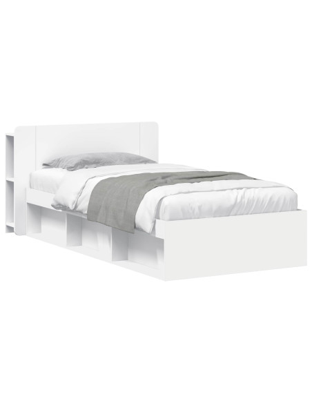 Telaio del letto con storage con testiera Bianco 90 x 190 cm