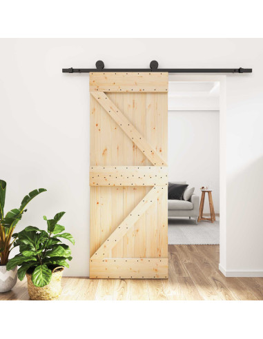 Porta scorrevole Naturale e Nero 70 x 210 cm