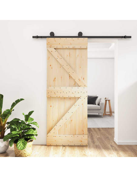 Porta scorrevole Naturale e Nero 70 x 210 cm