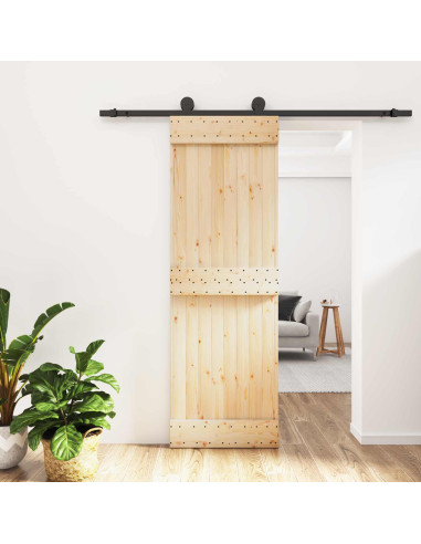 Porta scorrevole Naturale e Nero 70 x 210 cm