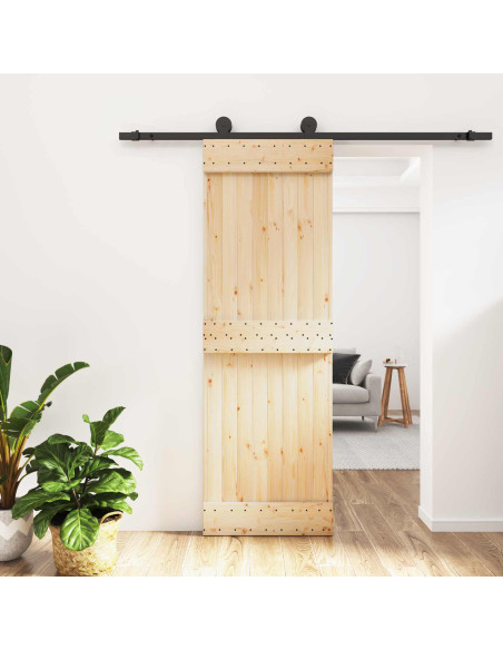 Porta scorrevole Naturale e Nero 70 x 210 cm