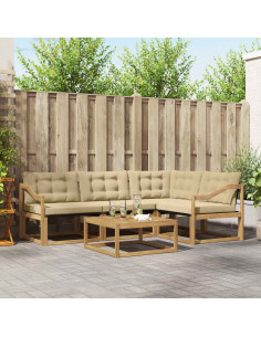 Set di divani da esterno 5 pcs Bianco e Beige 79 x 79 x 37 cm