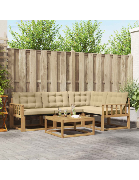Set di divani da esterno 5 pcs Bianco e Beige 79 x 79 x 37 cm