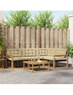Set di divani da esterno 5 pcs Bianco e Beige 79 x 79 x 37 cm