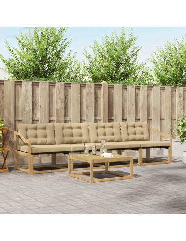 Set di divani da esterno 5 pcs Bianco e Beige 79 x 79 x 37 cm