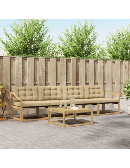 Set di divani da esterno 5 pcs Bianco e Beige 79 x 79 x 37 cm