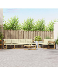 Set di divani da esterno 7 pcs Bianco e Crema 79 x 79 x 37 cm
