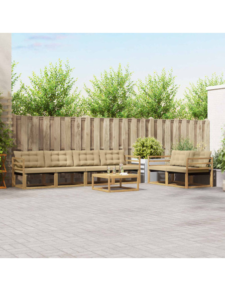 Set di divani da esterno 7 pcs Bianco e Beige 79 x 79 x 37 cm