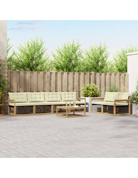Set di divani da esterno 7 pcs Bianco e Crema 79 x 79 x 37 cm