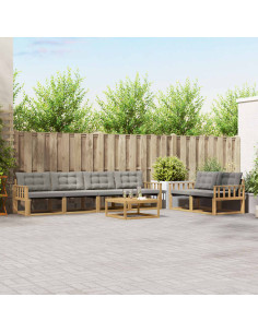 Set di divani da esterno 7 pcs Bianco e Grigio Chiaro