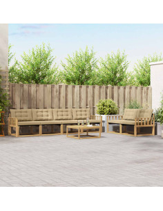 Set di divani da esterno 7 pcs Bianco e Beige 79 x 79 x 37 cm