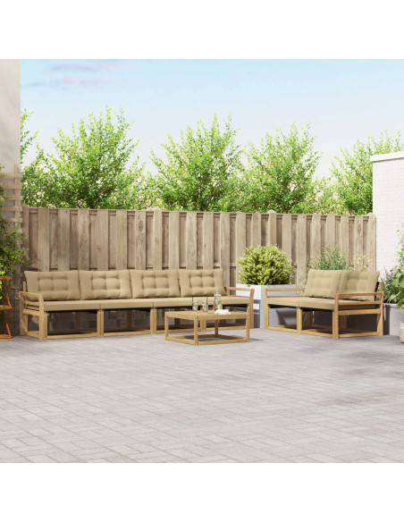 Set di divani da esterno 7 pcs Bianco e Beige 79 x 79 x 37 cm