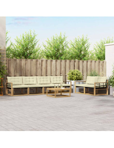 Set di divani da esterno 7 pcs Bianco e Crema 79 x 79 x 37 cm