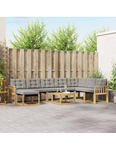 Set di divani da esterno 9 pcs Bianco e Grigio Chiaro