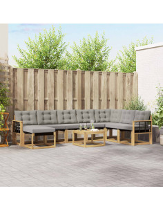 Set di divani da esterno 9 pcs Bianco e Grigio Chiaro