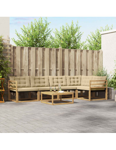 Set di divani da esterno 6 pcs Bianco e Beige 79 x 79 x 37 cm
