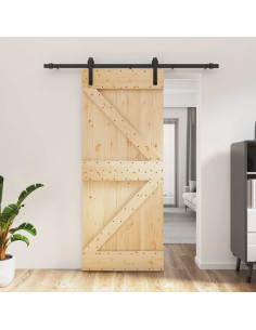 Porta scorrevole Naturale e Nero 85 x 210 cm