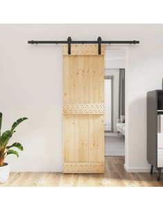 Porta scorrevole Naturale e Nero 70 x 210 cm