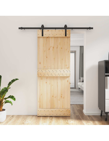Porta scorrevole Naturale e Nero 80 x 210 cm