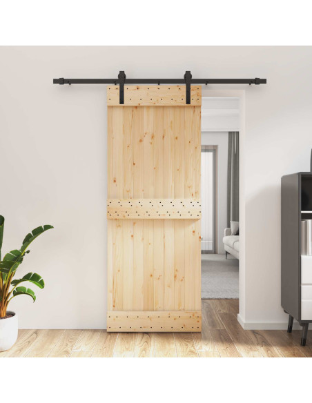 Porta scorrevole Naturale e Nero 80 x 210 cm
