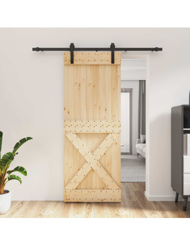 Porta scorrevole Naturale e Nero 80 x 210 cm