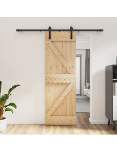 Porta scorrevole Naturale e Nero 70 x 210 cm