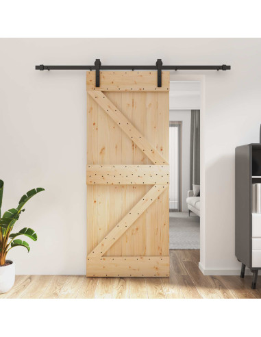 Porta scorrevole Naturale e Nero 85 x 210 cm