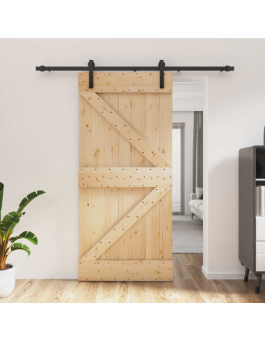 Porta scorrevole Naturale e Nero 95 x 210 cm