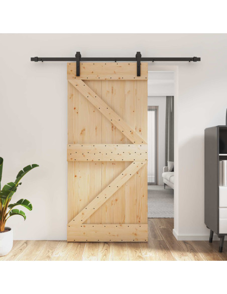 Porta scorrevole Naturale e Nero 95 x 210 cm