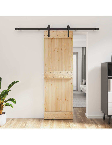Porta scorrevole Naturale e Nero 70 x 210 cm