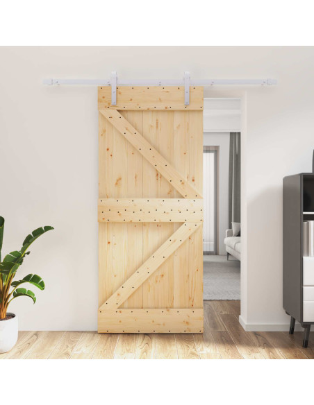 Porta scorrevole Naturale e Bianco 90 x 210 cm