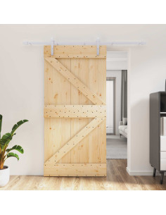 Porta scorrevole Naturale e Bianco 100 x 210 cm