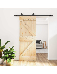 Porta scorrevole Naturale e Nero 85 x 210 cm