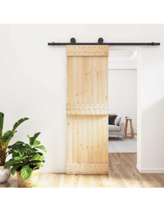 Porta scorrevole Naturale e Nero 70 x 210 cm