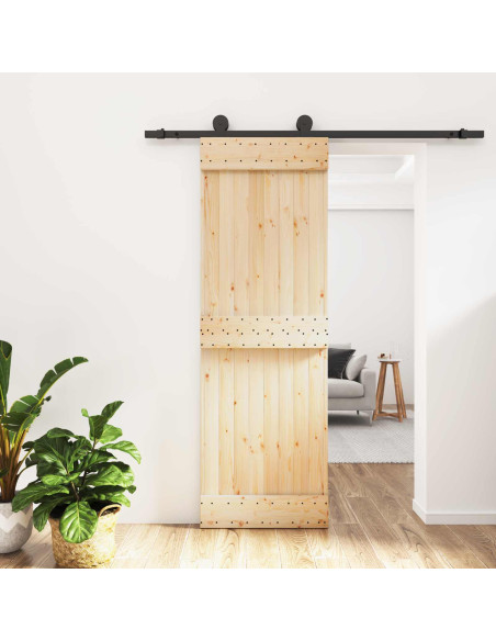 Porta scorrevole Naturale e Nero 70 x 210 cm